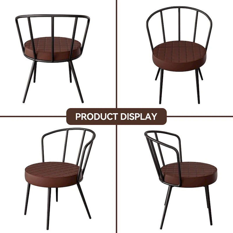 Chaise de salle à manger en cuir vert/marron/beige/noir/gris avec pieds en métal — Lot de 2