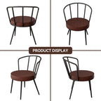 Chaise de salle à manger en cuir vert/marron/beige/noir/gris avec pieds en métal — Lot de 2
