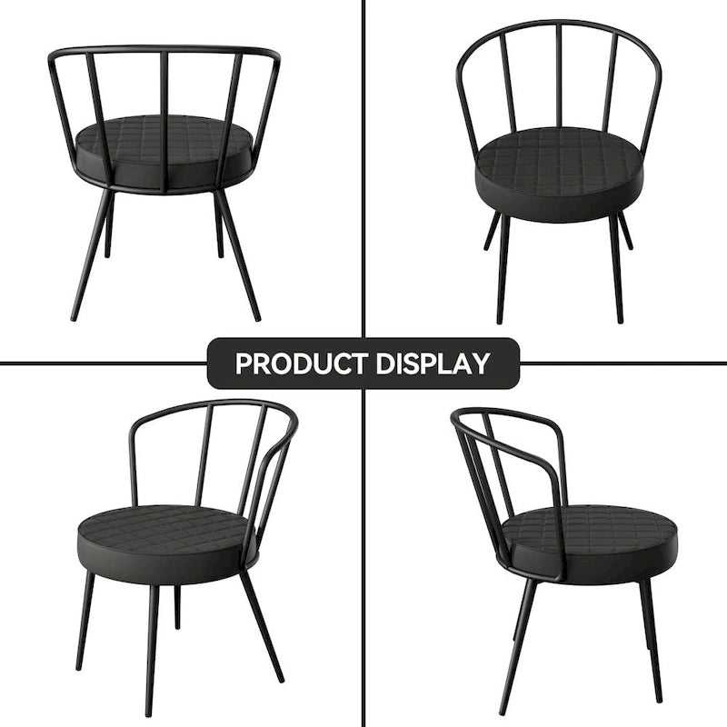 Chaise de salle à manger en cuir vert/marron/beige/noir/gris avec pieds en métal — Lot de 2